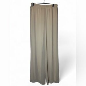 Marina Women 4 Beige Wide Leg Sheer Over Lined Elastic Waist Palazzo Pants *READ